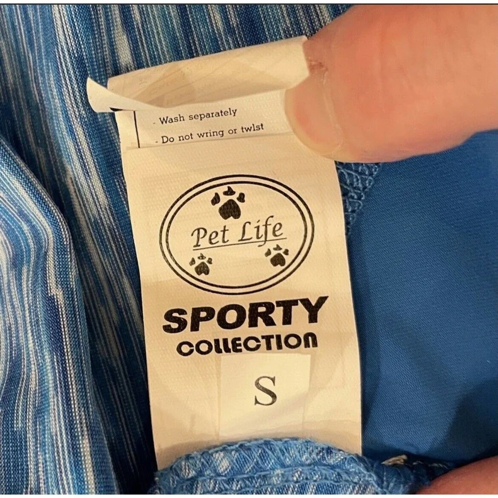 Small Dog Pet Life Track Suit Sport STRETCH Blue One Piece Zip Hooded *CHART* - Picture 5 of 12